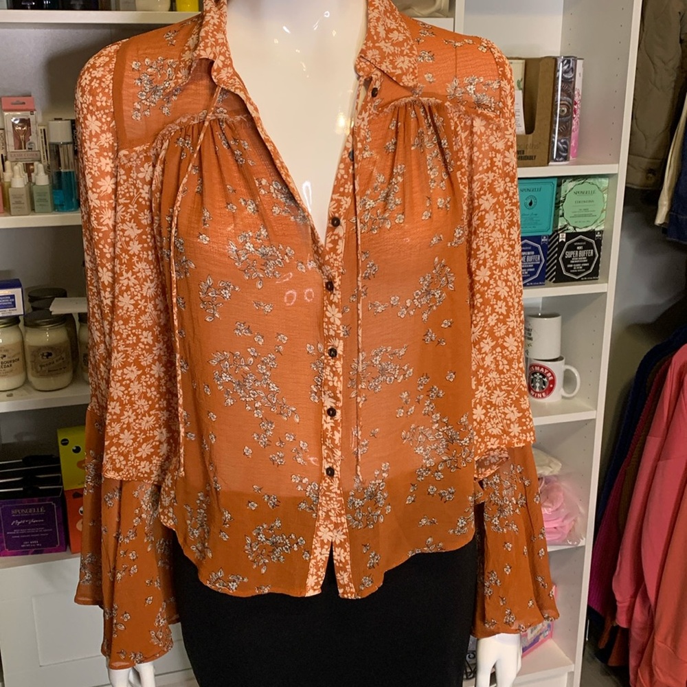 Free People Serena Bell Sleeve Button-Up